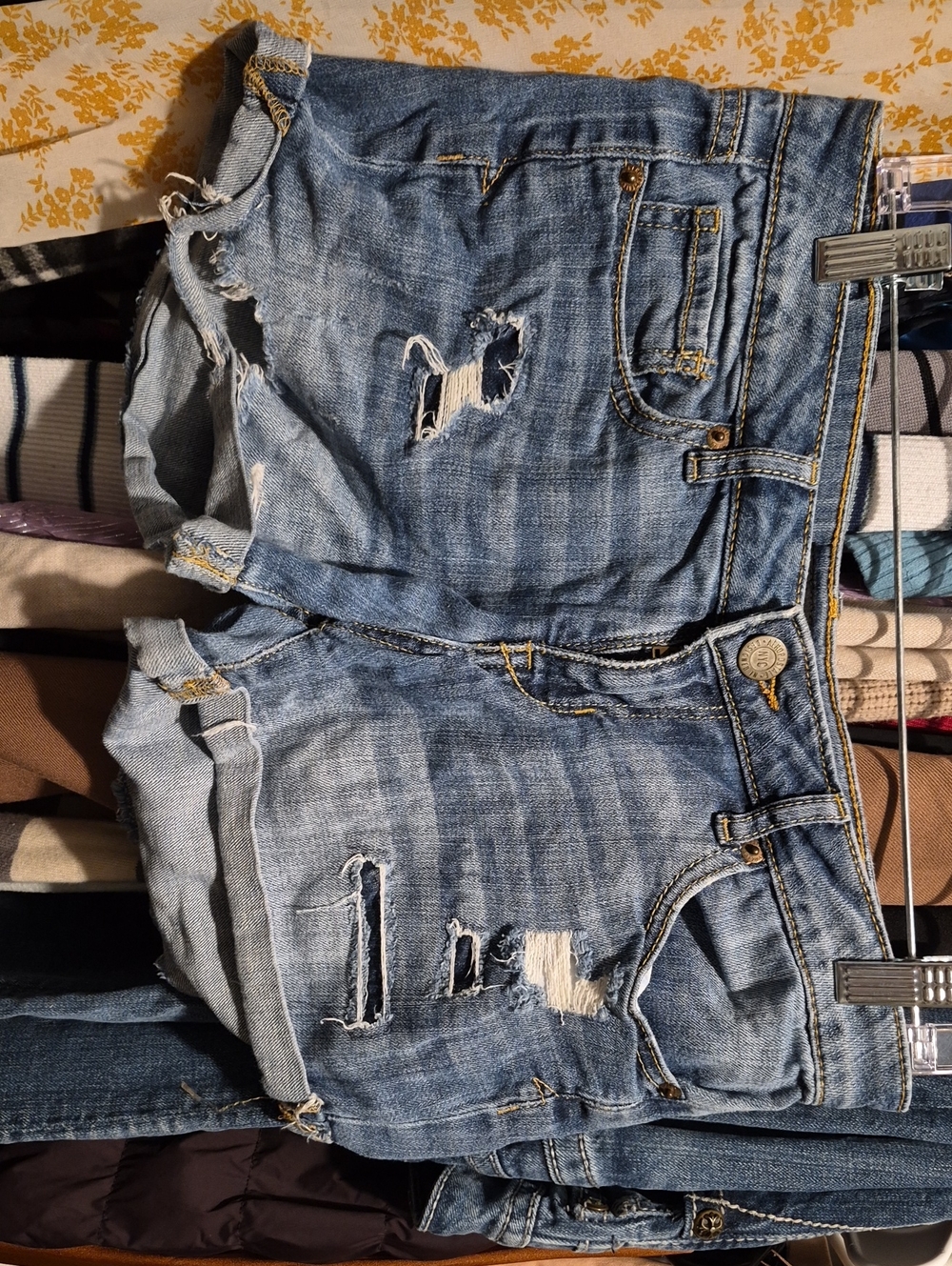 Aeropostale Distressed Light Blue Denim Shorts